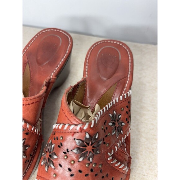 Ariat Womens Bella Clogs  Sandals Slip On Size 8 B Chili Red Leather  Stitching - Picture 6 of 12
